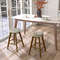 Modern Backless Swivel Barstools With Linen Fabric Seat Counter Height Wood Stools For Home Bar Or  2