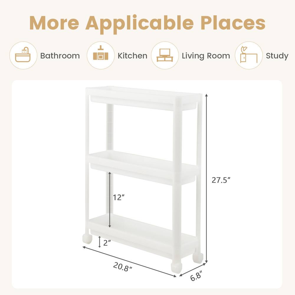 Slim Rolling Storage Cart With Wheels And Drainage Narrow Detachable Organizer For Small Spaces 6