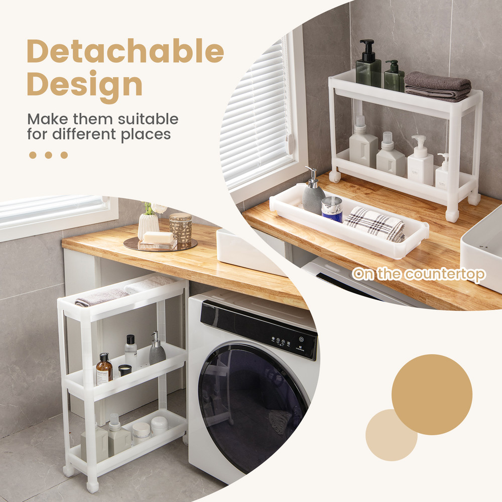 Slim Rolling Storage Cart With Wheels And Drainage Narrow Detachable Organizer For Small Spaces 4