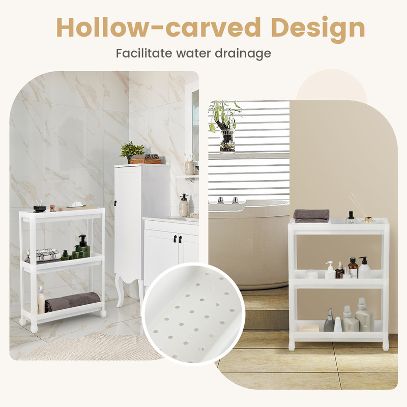 Slim Rolling Storage Cart With Wheels And Drainage Narrow Detachable Organizer For Small Spaces 5