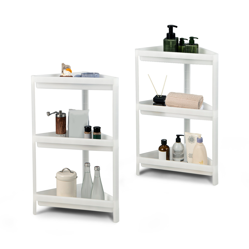 Compact Corner Shower Shelf With Drainage Holes Detachable Bathroom  Kitchen Floor Storage Organize 7