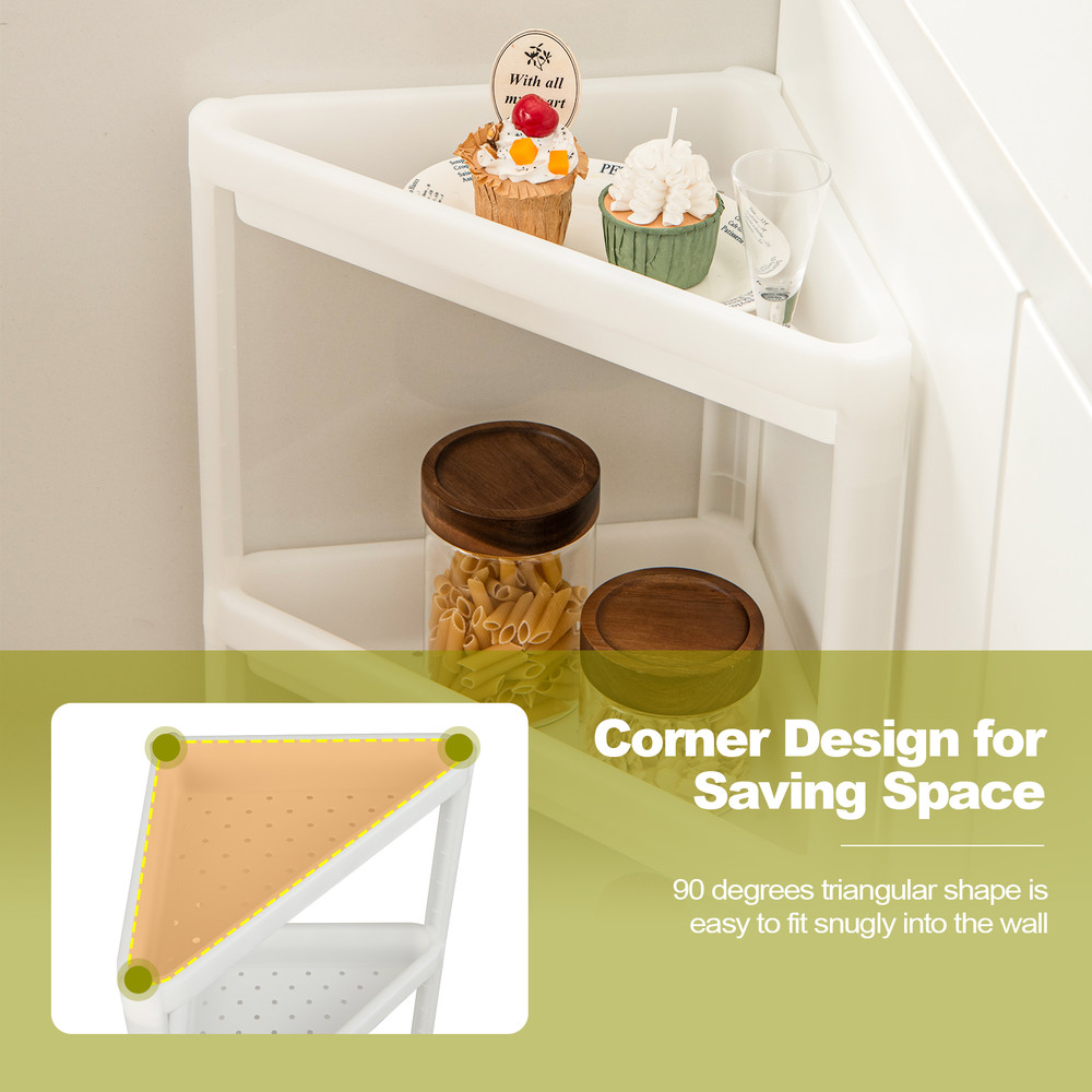 Compact Corner Shower Shelf With Drainage Holes Detachable Bathroom  Kitchen Floor Storage Organize 3
