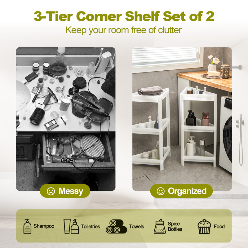 Compact Corner Shower Shelf With Drainage Holes Detachable Bathroom  Kitchen Floor Storage Organize 5