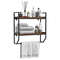 Over the Toilet Shelf Wall Mounted with Metal Frame for Bathroom Rustic Brown Storage Shelf