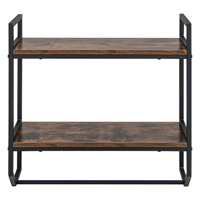 Over the Toilet Shelf Wall Mounted with Metal Frame for Bathroom Rustic Brown Storage Shelf