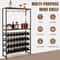 Freestanding Wine Bakers Rack with 4-Tier Wine Storage & 4 Rows of Stemware Racks Rustic Brown & Black