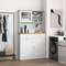 Double Tilt Out Trash Cabinet with Hutch & Rubber Wood Countertop 10 Gallon Storage Bin Organizer