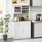 Double Tilt Out Trash Cabinet with Hutch & Rubber Wood Countertop 10 Gallon Storage Bin Organizer