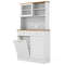 Double Tilt Out Trash Cabinet with Hutch & Rubber Wood Countertop 10 Gallon Storage Bin Organizer