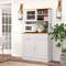 Double Tilt Out Trash Cabinet with Hutch & Rubber Wood Countertop 10 Gallon Storage Bin Organizer