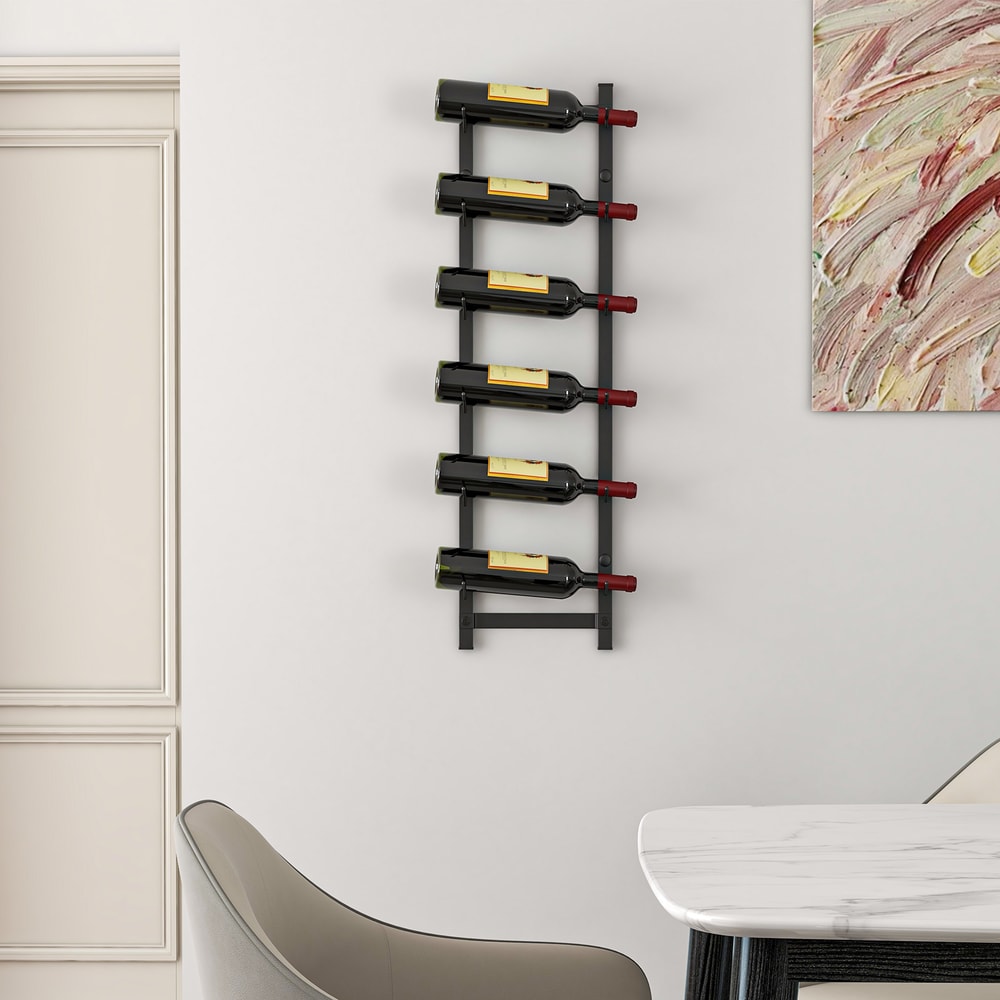 Rustproof Wall Mounted Wine Rack, Holds 6/9/12 Bottles, Space Saving Metal Design for Kitchen, Dining Room & Bars