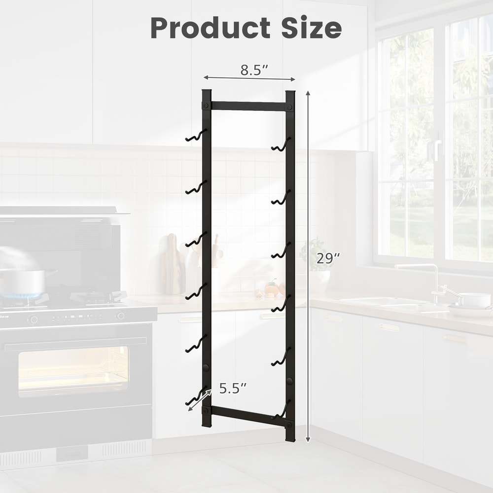Rustproof Wall Mounted Wine Rack, Holds 6/9/12 Bottles, Space Saving Metal Design for Kitchen, Dining Room & Bars