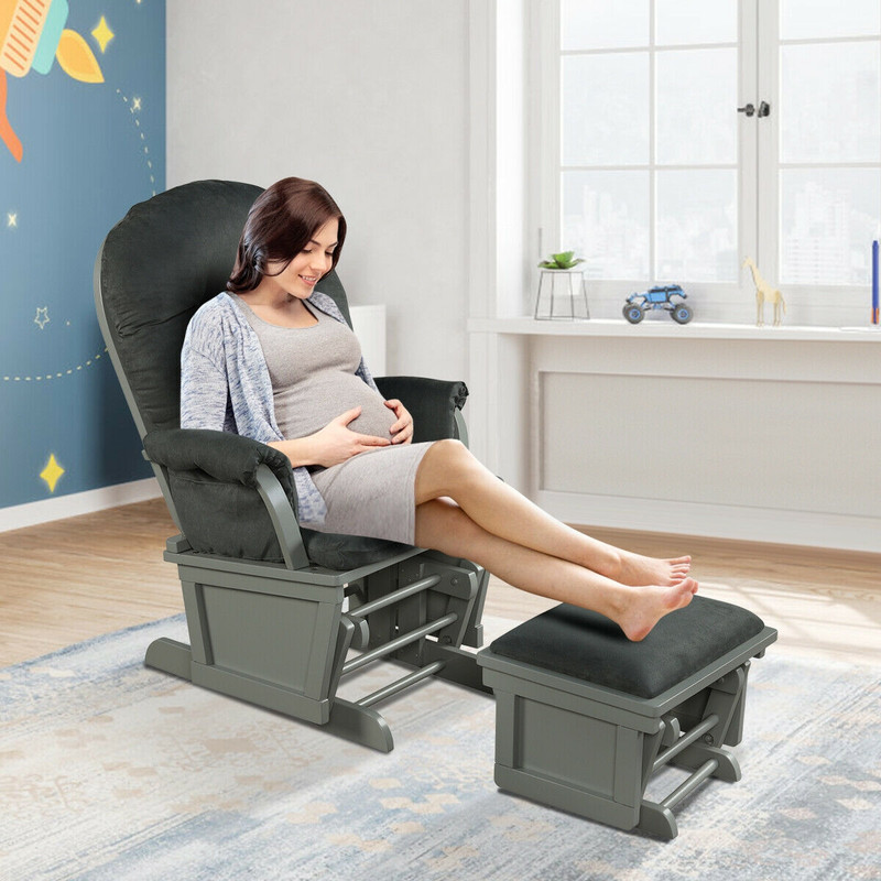 Premium Wood Baby Glider And Ottoman Cushion Set For Nursing Mothers Ergonomic Rocking Chair With P 2