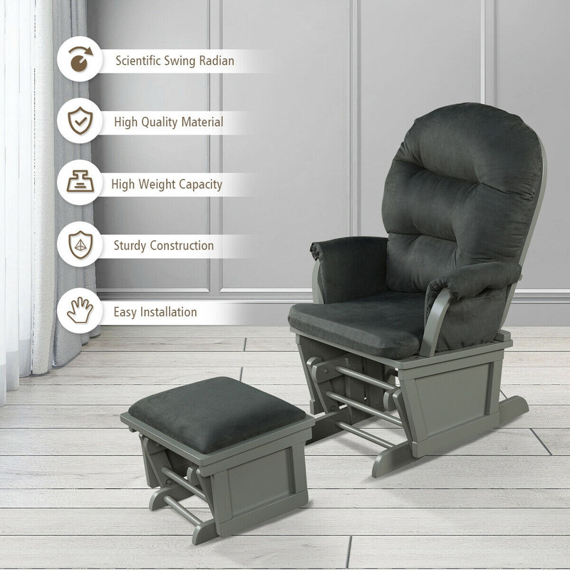 Premium Wood Baby Glider And Ottoman Cushion Set For Nursing Mothers Ergonomic Rocking Chair With P 4