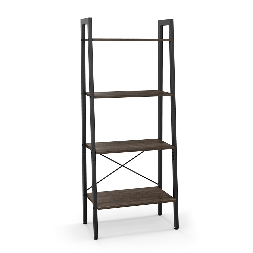 Modern Bookshelf With Metal Frame And Adjustable Foot Pads Industrial Storage Shelf For Home Office 0