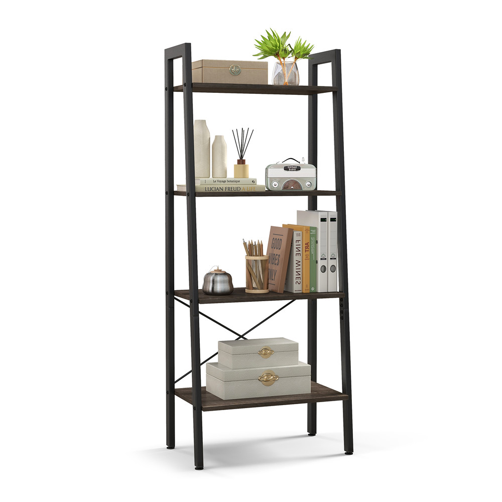 Modern Bookshelf With Metal Frame And Adjustable Foot Pads Industrial Storage Shelf For Home Office 7