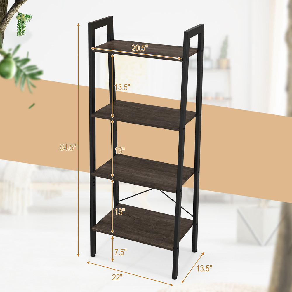 Modern Bookshelf With Metal Frame And Adjustable Foot Pads Industrial Storage Shelf For Home Office 6