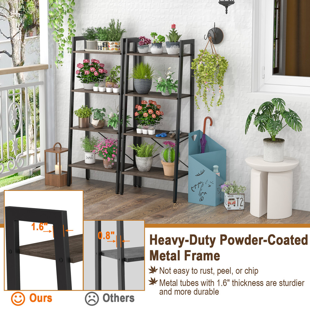 Modern Bookshelf With Metal Frame And Adjustable Foot Pads Industrial Storage Shelf For Home Office 5