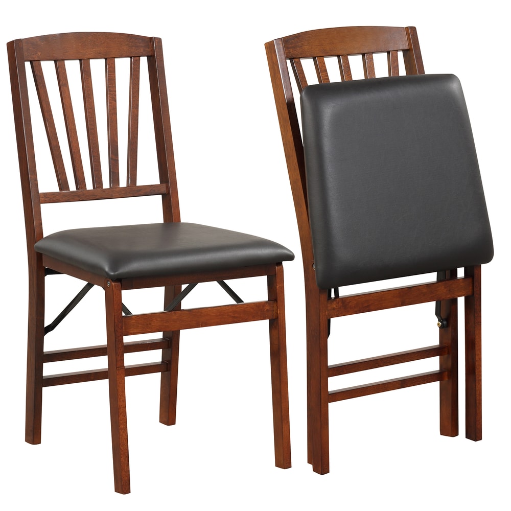 Vintage Rubber Wood Set Folding Chairs With Cushioned Seat Foldable PreAssembled Dining Chairs For 0