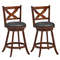 Vintage Counter Height Swivel Bar Stools With Xshaped Back Rubber Wood Pub Chairs For Kitchen Dinin 0