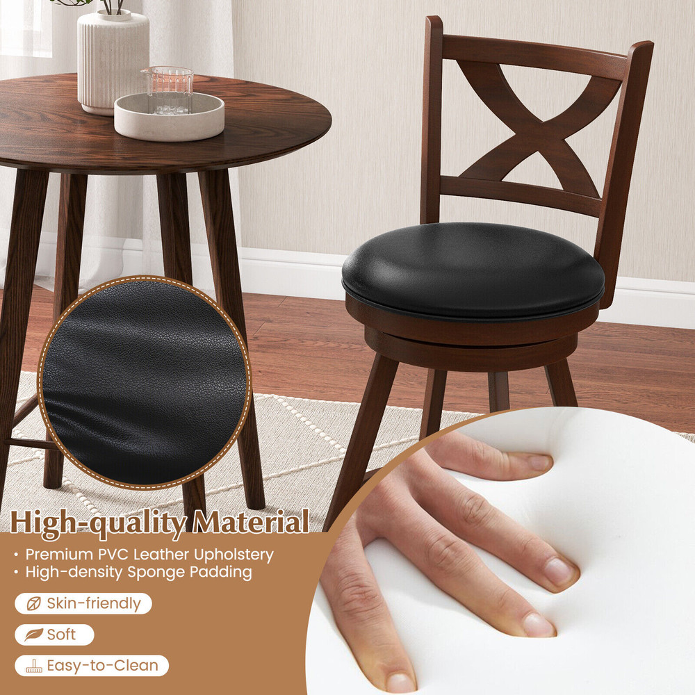 Vintage Counter Height Swivel Bar Stools With Xshaped Back Rubber Wood Pub Chairs For Kitchen Dinin 6