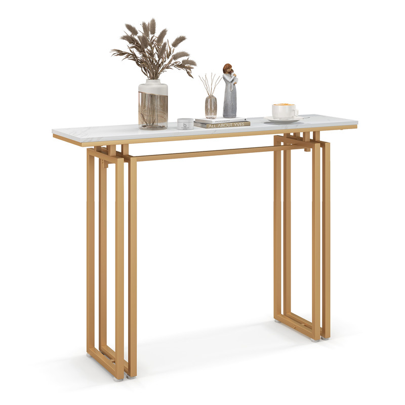 Modern Console Table 435 HeavyDuty Metal Frame With Faux Marble Top For Entryway  Behind Sofa 3