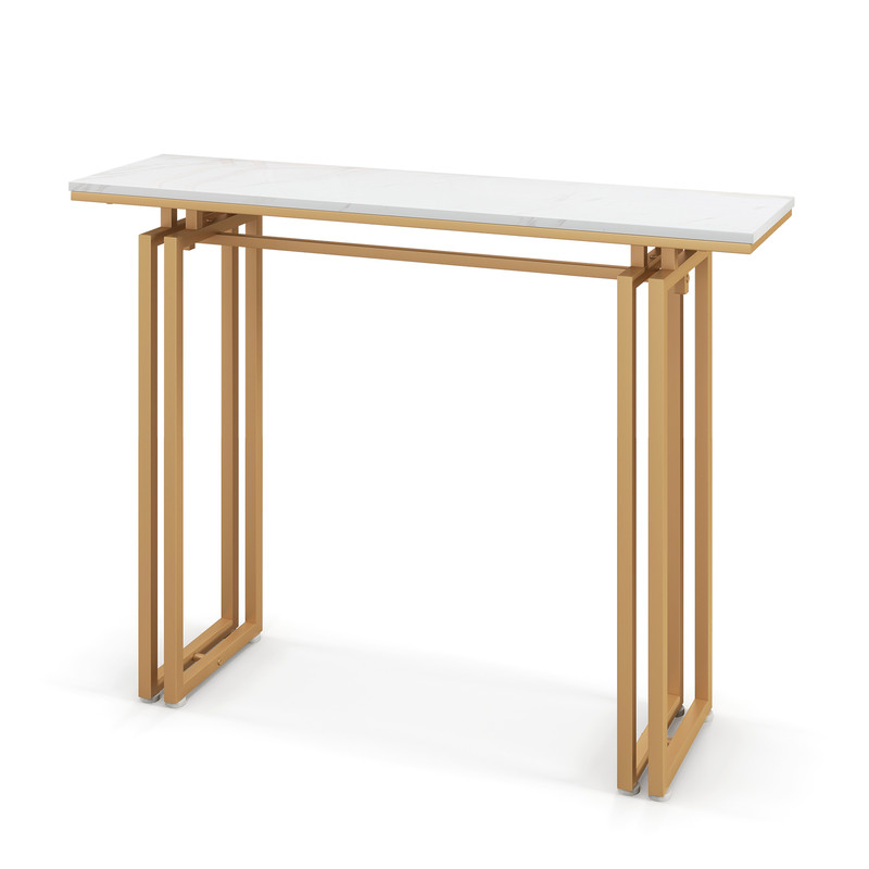 Modern Console Table 435 HeavyDuty Metal Frame With Faux Marble Top For Entryway  Behind Sofa 4
