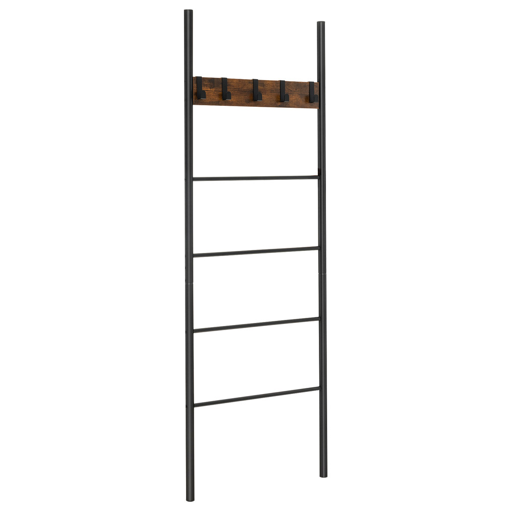 Rustic WallLeaning Blanket Holder With 5 Removable Hooks MultiTier Storage  Display Ladder 7