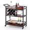 3Tier Bar Cart On Wheels Home Kitchen Serving Cart With Wine Rack Glasses Holder Mobile Beverage 5