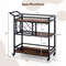 3Tier Bar Cart On Wheels Home Kitchen Serving Cart With Wine Rack Glasses Holder Mobile Beverage 4