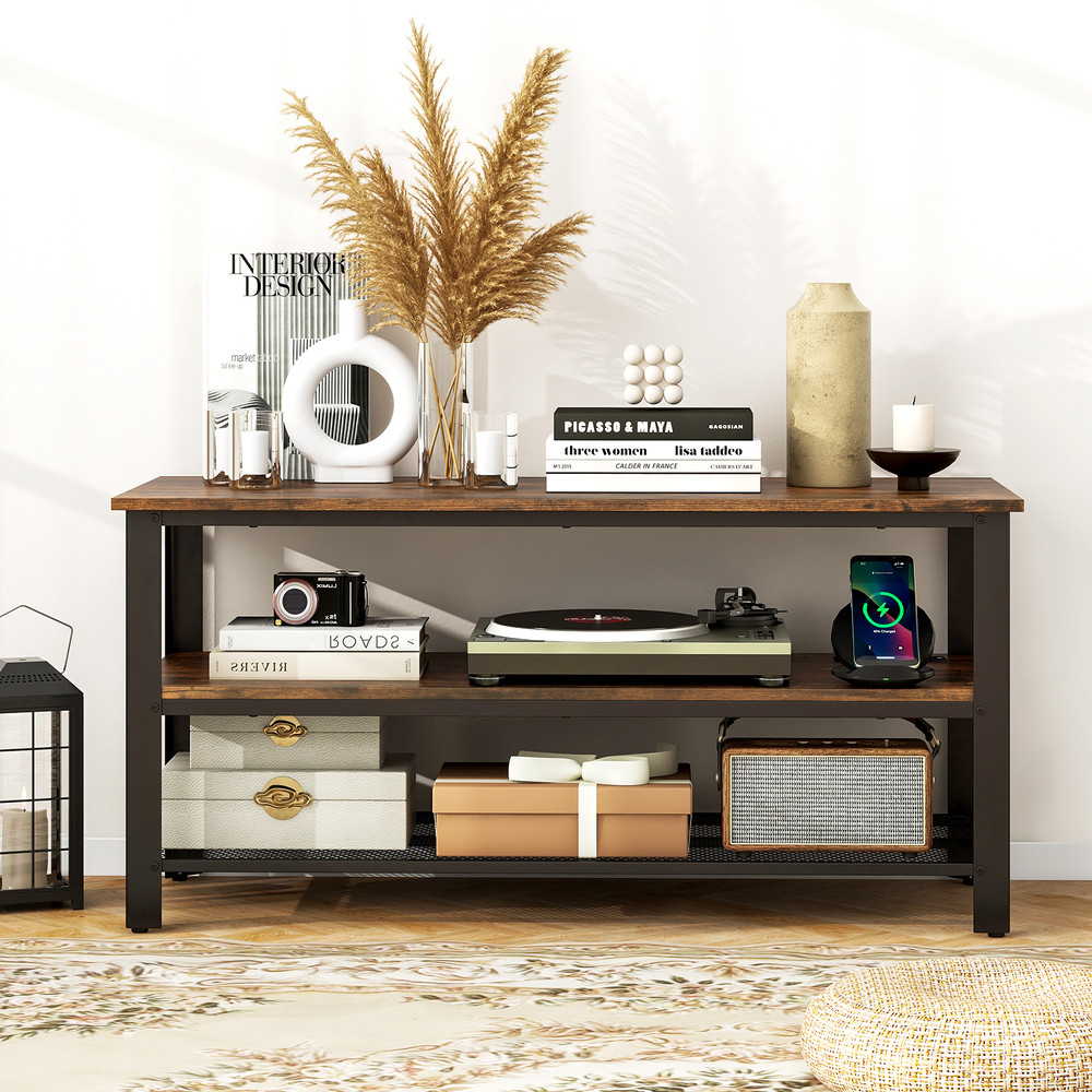 Industrial TV Stand For Up To 50 Inches Media Console With Power Outlets  USB Ports  Charging Stati 1