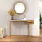 Elegant Rectangular White Faux Marble Console Table With Storage Gold Accent Entryway  Sofa Table 2