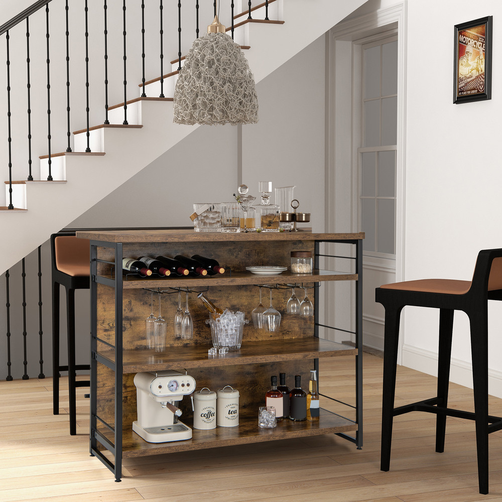 4Tier Storage Kitchen Island With Long Footrest SpaceSaving Home Organizer 0