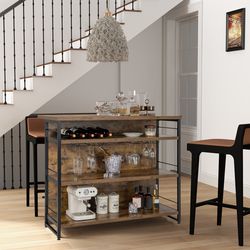 4-tier storage kitchen island with long footrest, space-saving home organizer