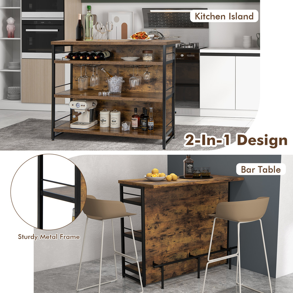 4Tier Storage Kitchen Island With Long Footrest SpaceSaving Home Organizer 4