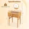 Bamboo Makeup Vanity Table With Mirror 2 Storage Drawers SpaceSaving Beauty Station 7
