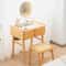 Vanity Table With Rotating Mirror Stool Bamboo Makeup Dressing Set For Bedroom 1