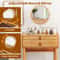 Bamboo Makeup Vanity Table With Mirror 2 Storage Drawers SpaceSaving Beauty Station 4