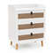 White Modern End Table 3 Rattan Decorated Drawers For Rustic Home Decor 7