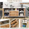 Mid Century Modern Buffet Sideboard With Sliding Tambour Doors  2 Storage Drawers Rustic Wood Finis 4