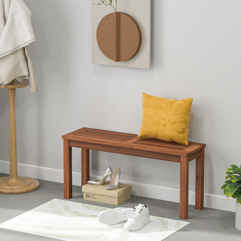 Outdoor Backless Dining Bench 2Seater Patio Bench With Breathable Slatted Seat  Durable  Versatile 5