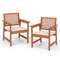Set Of 2 Patio Solid Wood Dining Chairs With Cushions  Slatted Seat Premium Outdoor Seating 6