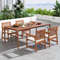 Set Of 2 Patio Solid Wood Dining Chairs With Cushions  Slatted Seat Premium Outdoor Seating 7