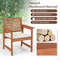 Set Of 2 Patio Solid Wood Dining Chairs With Cushions  Slatted Seat Premium Outdoor Seating 3