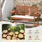 2Person Solid Wood Patio Bench With Backrest  Cushion Durable Outdoor Loveseat For Gardens  Porches 3