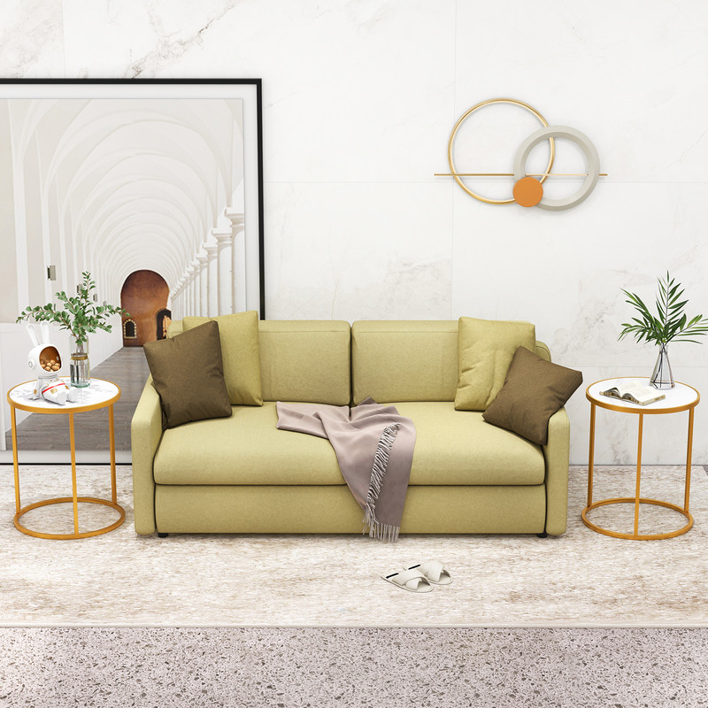 Round Side Table With Marble Top  Gold Frame 16 Inch Compact Accent Table For Small Spaces 1