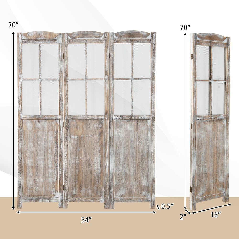 6 Feet Folding Privacy Screen Room Divider Vintage Wood Grain Design For Home  Office Spaces 6