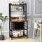 Stylish Wine Bar Cabinet With 4Tier Storage Shelves Glass Holders Versatile Wine Rack For Home Ba 0