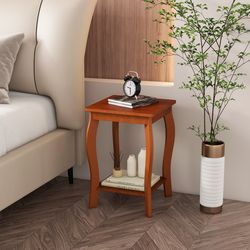 15 inch 2-tier square end table with storage shelf, set of 2 – space-saving side tables for living room & bedroom