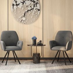 set of 2 swivel accent arm chairs – wide back velvet lounge chairs with sturdy metal legs